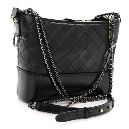 Chanel Aged Calfskin Quilted Medium Gabrielle Hobo Black 3 of 11