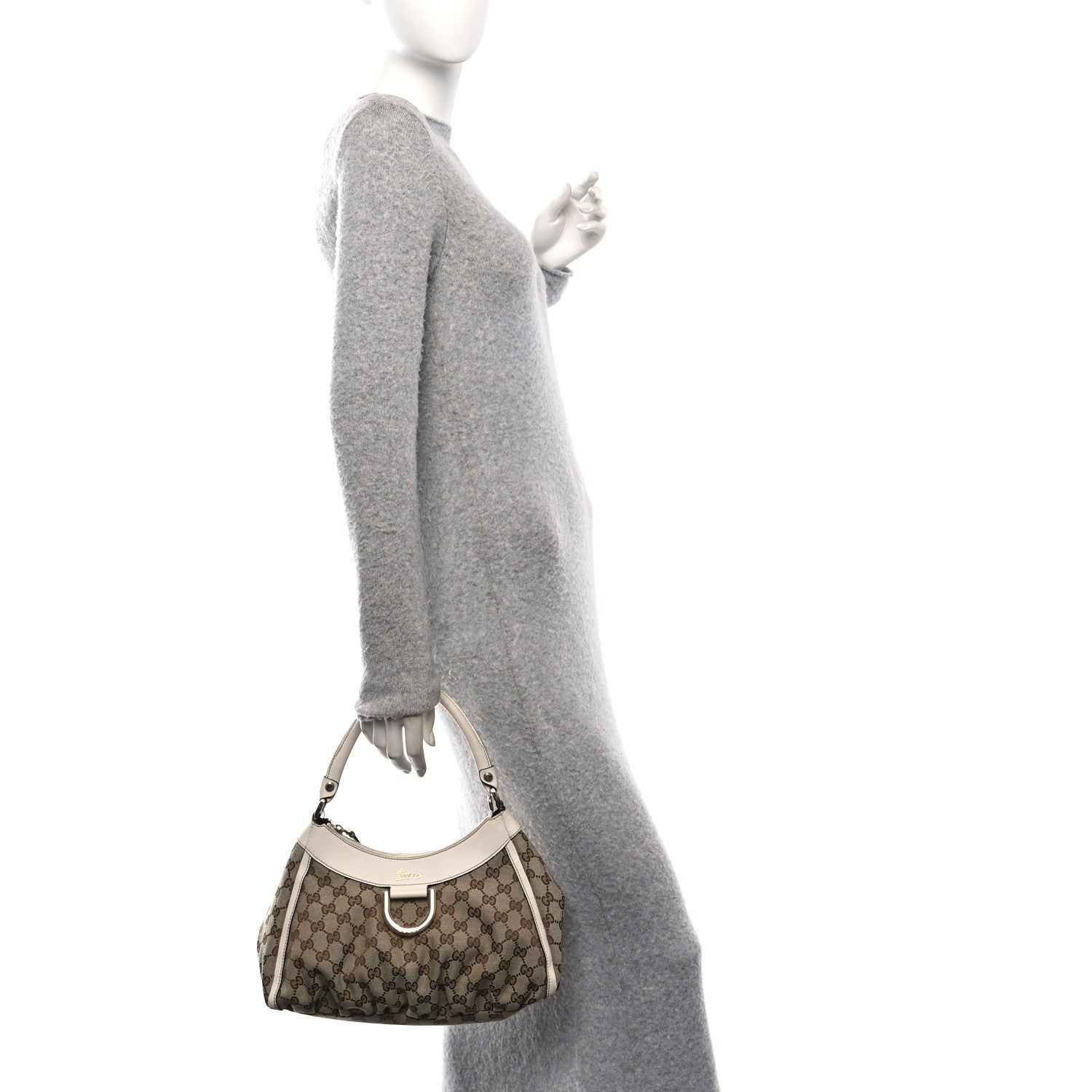 Gucci Monogram Medium D Gold Ring Hobo White 2 of 11