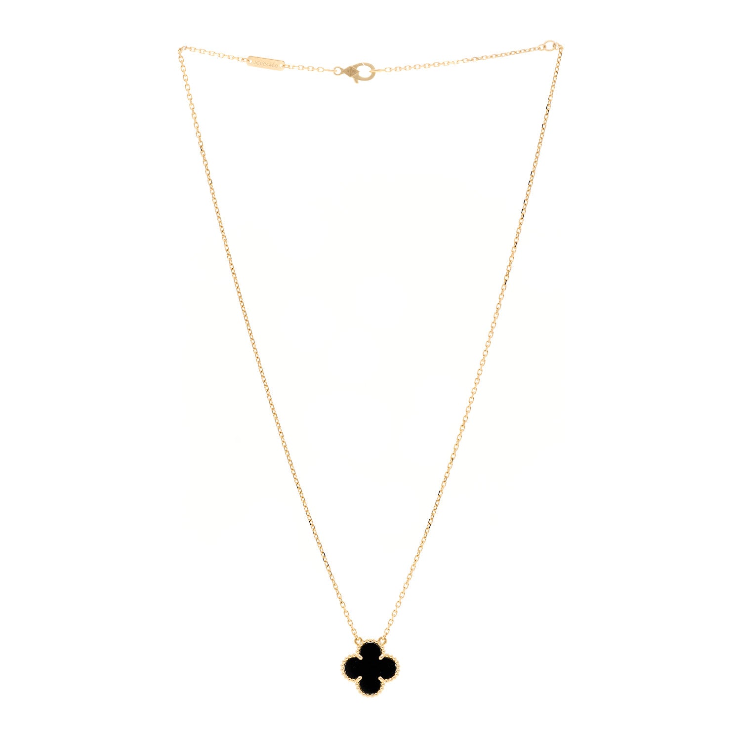 Van Cleef & Arpels 18K Yellow Gold Black Onyx Vintage Alhambra Pendant Necklace 3 of 5