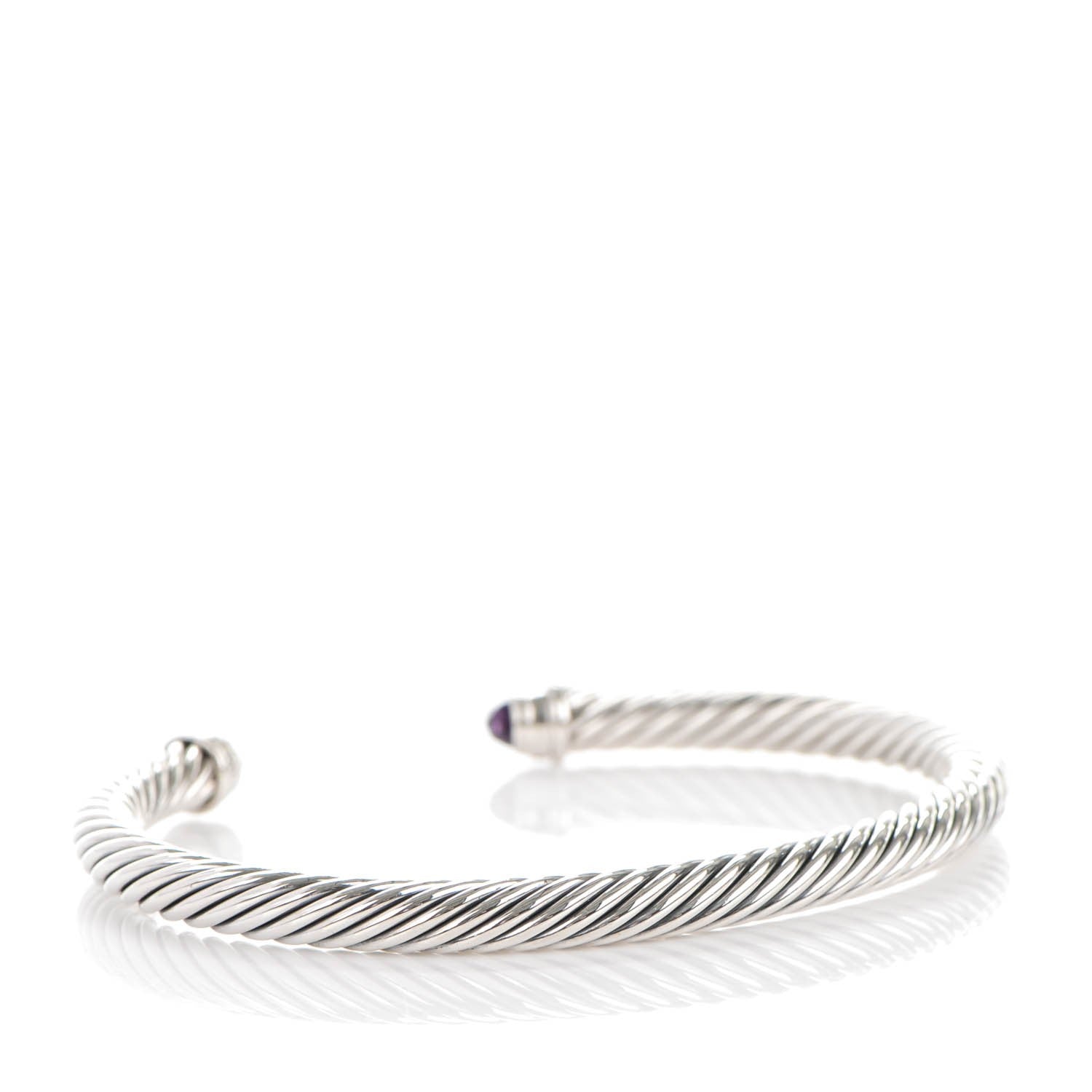 David Yurman Sterling Silver Diamond Amethyst 5mm Cable Classics Bracelet 3 of 6
