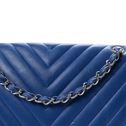 Chanel Lambskin Chevron Quilted Maxi Single Flap Blue 8 of 11