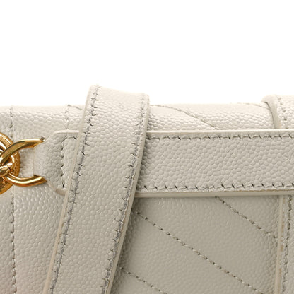 Saint Laurent Grain De Poudre Textured Mixed Matelasse Triquilt Medium Monogram Satchel Crema Soft 20 of 21