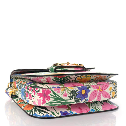 Gucci X KEN SCOTT New Shangai Calfskin Jardin D'Avril Floral Print Horsebit 1955 Shoulder Bag Ivory Pink Wild Rose 3 of 8