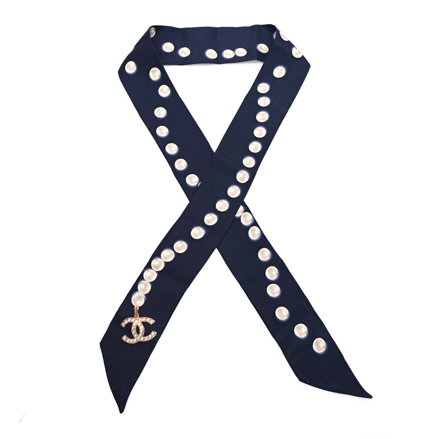 Silk Pearl CC Slim Bandeau Scarf Dark Navy