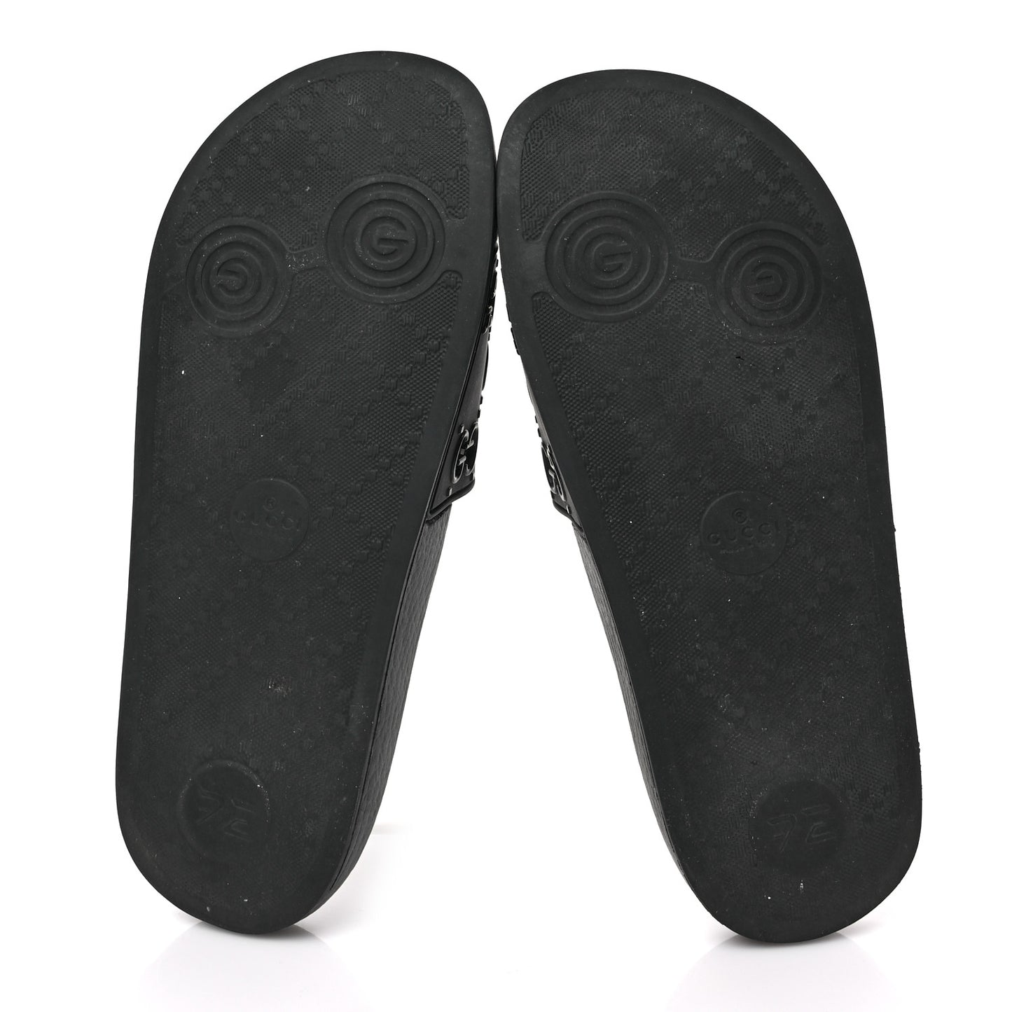 Rubber GG Monogram Perforated Womens Slide Sandals 38 Black