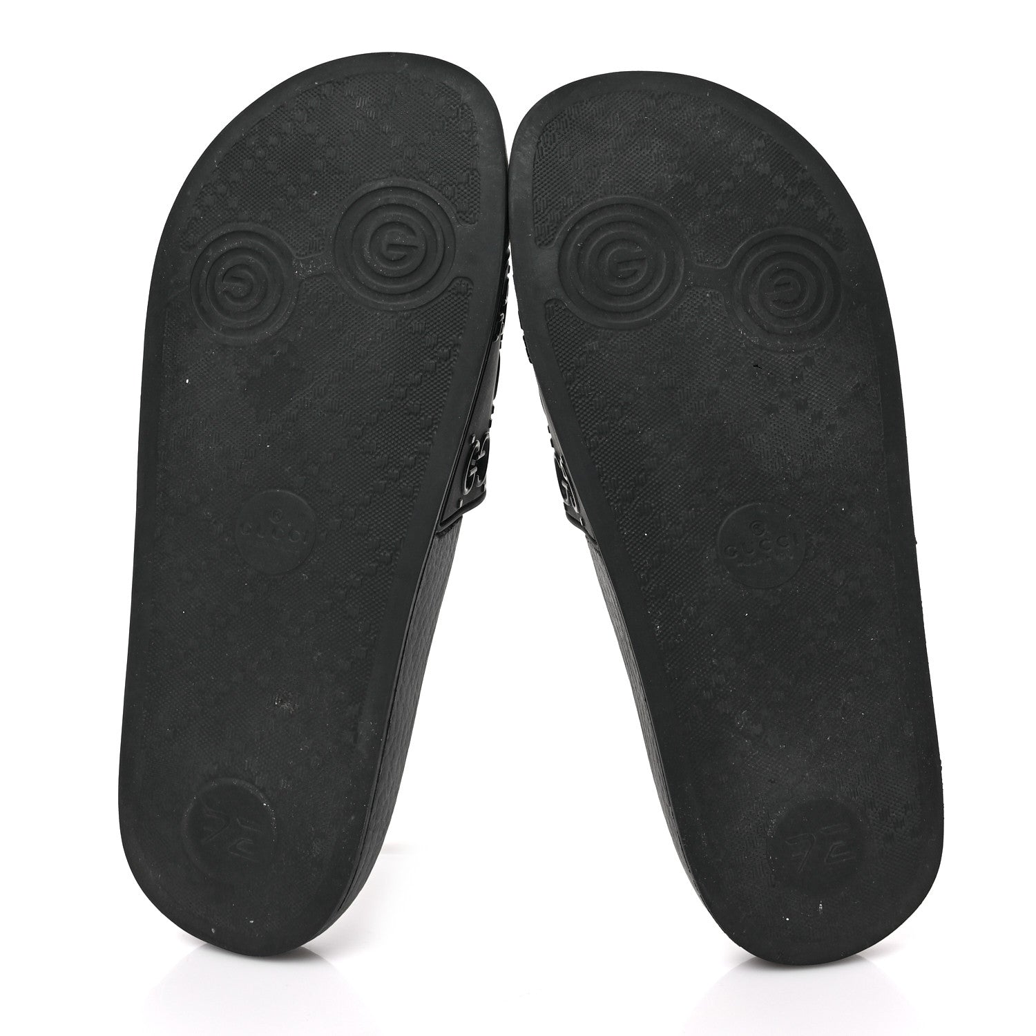 Gucci Rubber GG Monogram Perforated Womens Slide Sandals 38 Black 5 of 6