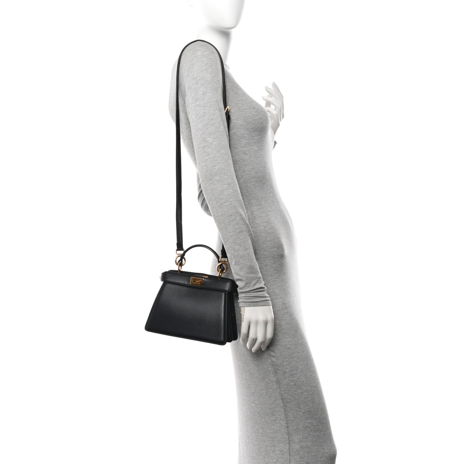 Fendi Shiny Nappa Petite Peekaboo I SEE U Satchel Black 2 of 16
