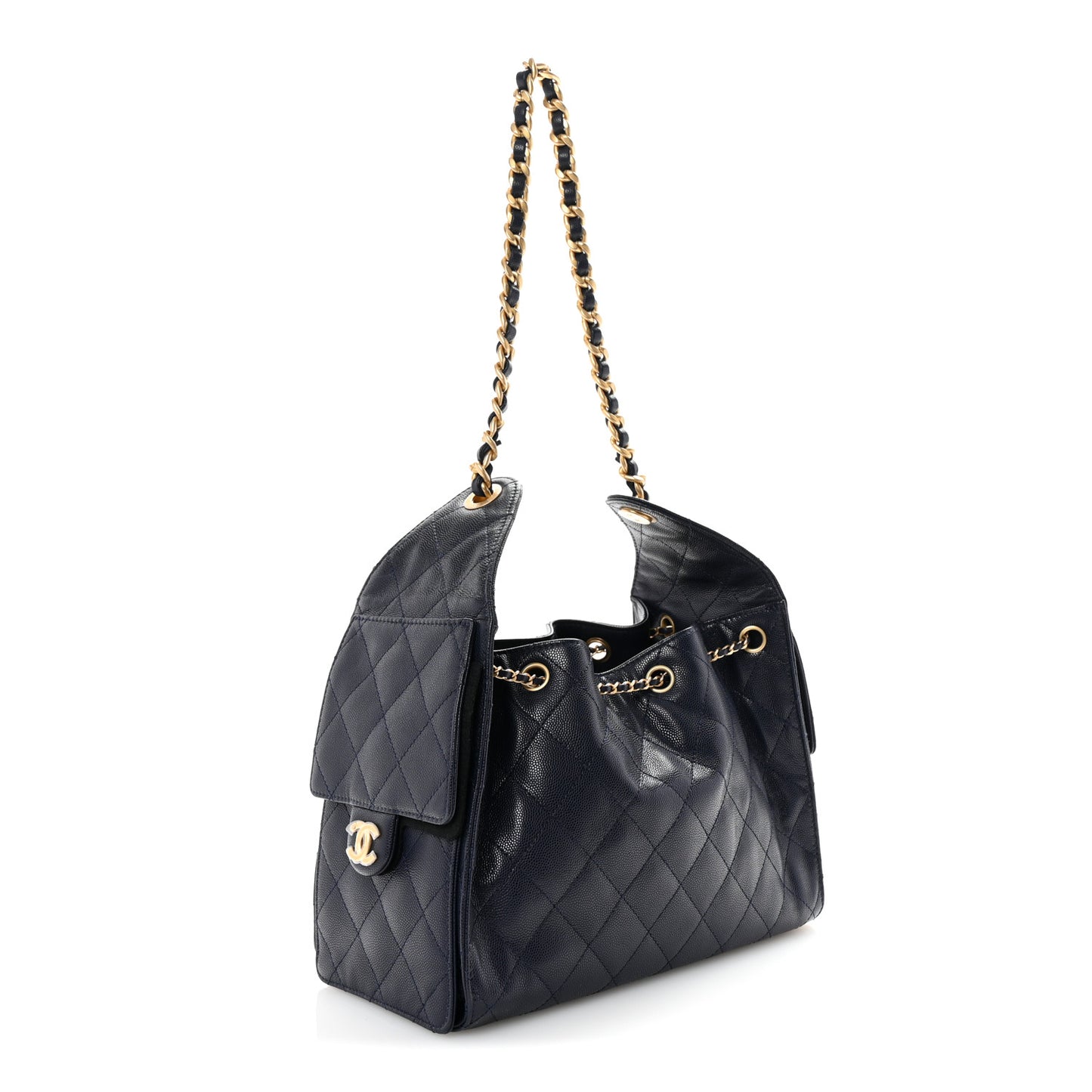 Caviar Quilted Small Chanel 25 Handbag Dark Navy
