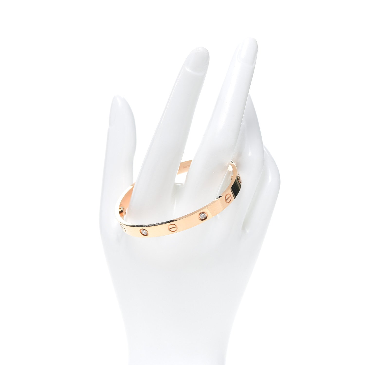 Cartier 18K Pink Gold 4 Diamond LOVE Bracelet 17 2 of 7