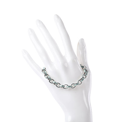 Tiffany Sterling Silver Enamel Oval Link Bracelet Blue 2 of 4