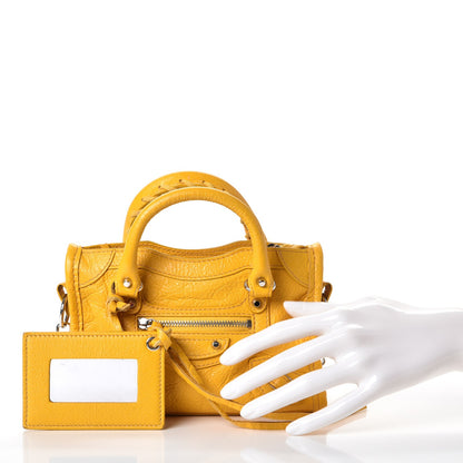 Balenciaga Agneau Classic Silver Hardware Nano City Jaune Epi 3 of 9