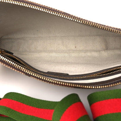 Gucci Monogram Jumbo GG Textured Dollar Calfskin Web Wristlet Messenger Bag Camel Ebony New Acero 7 of 22