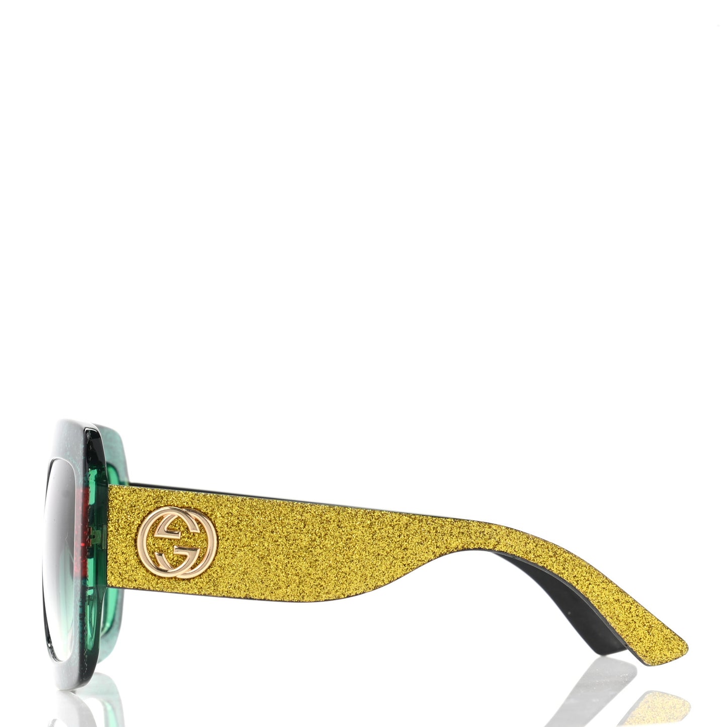 Square Frame GG0102S Sunglasses Glitter Red Black Green