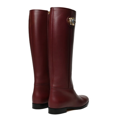Gucci Calfskin Rajah Tall Boots 37.5 Burgundy 4 of 8