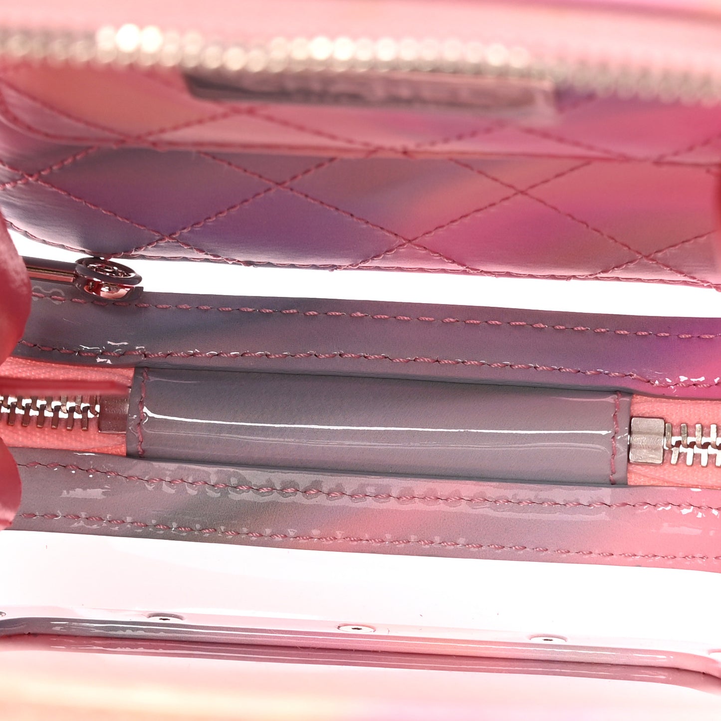 PVC Patent Calfskin Patent Lambskin Vertical Vanity Case Pink
