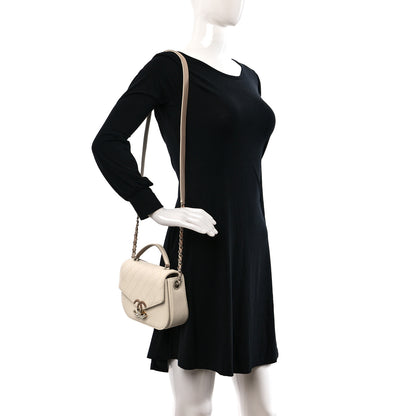 Chanel Grained Calfskin Quilted Small Cuba Top Handle Flap White 2 of 10