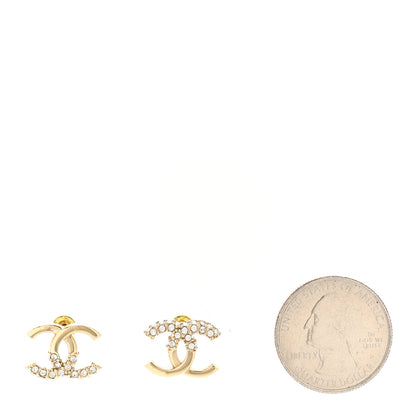 Chanel Crystal Metal CC Earrings Gold 2 of 5