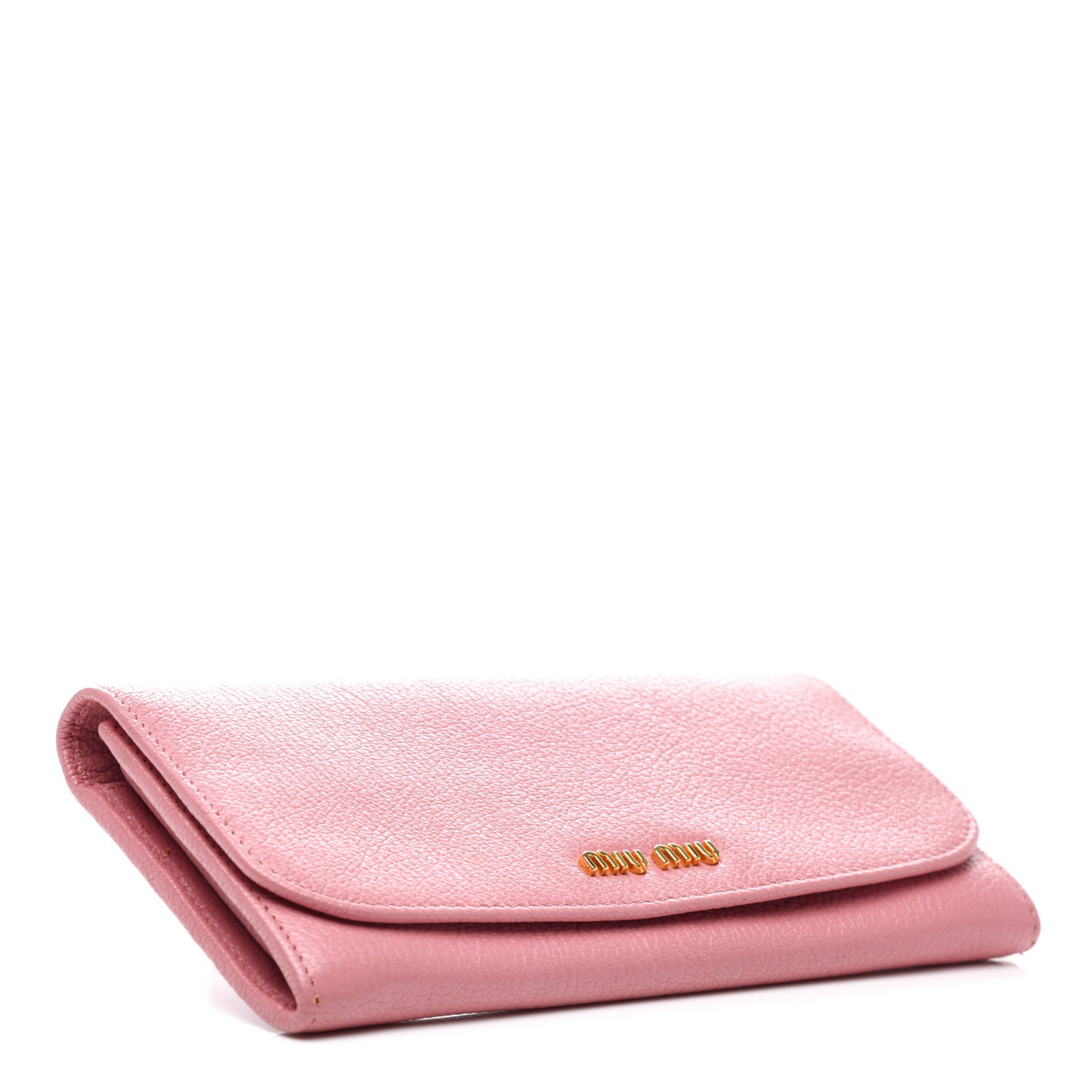 Goatskin Madras Flap Wallet Pink