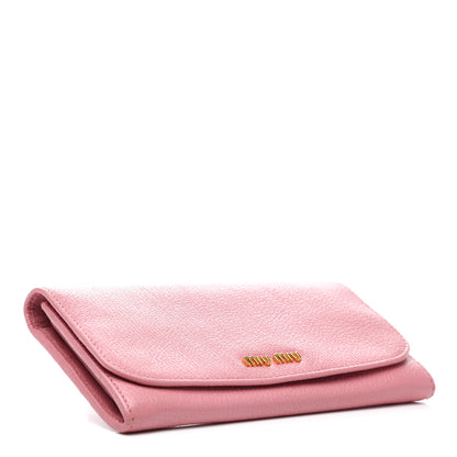 Miu Miu Goatskin Madras Flap Wallet Pink 4 of 6