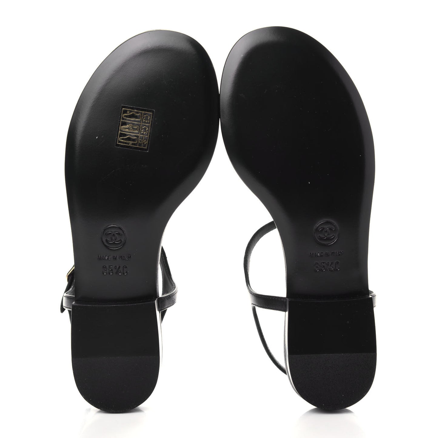 Lambskin Crystal CC Thong Sandals 35.5 Black