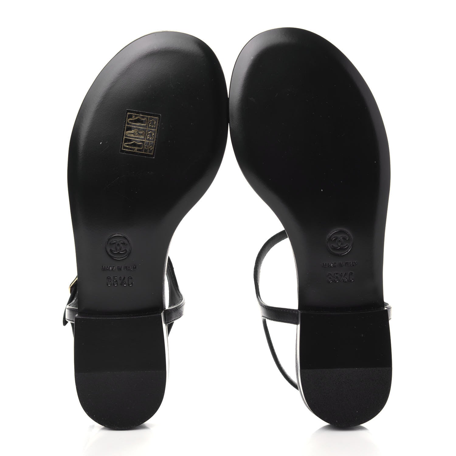 Chanel Lambskin Crystal CC Thong Sandals 35.5 Black 6 of 10
