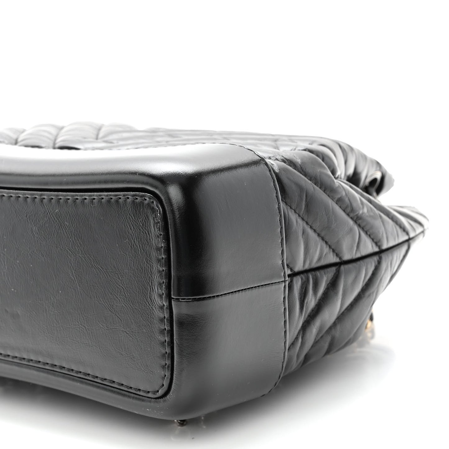 Aged Calfskin Chevron Quilted Small Gabrielle Backpack Black