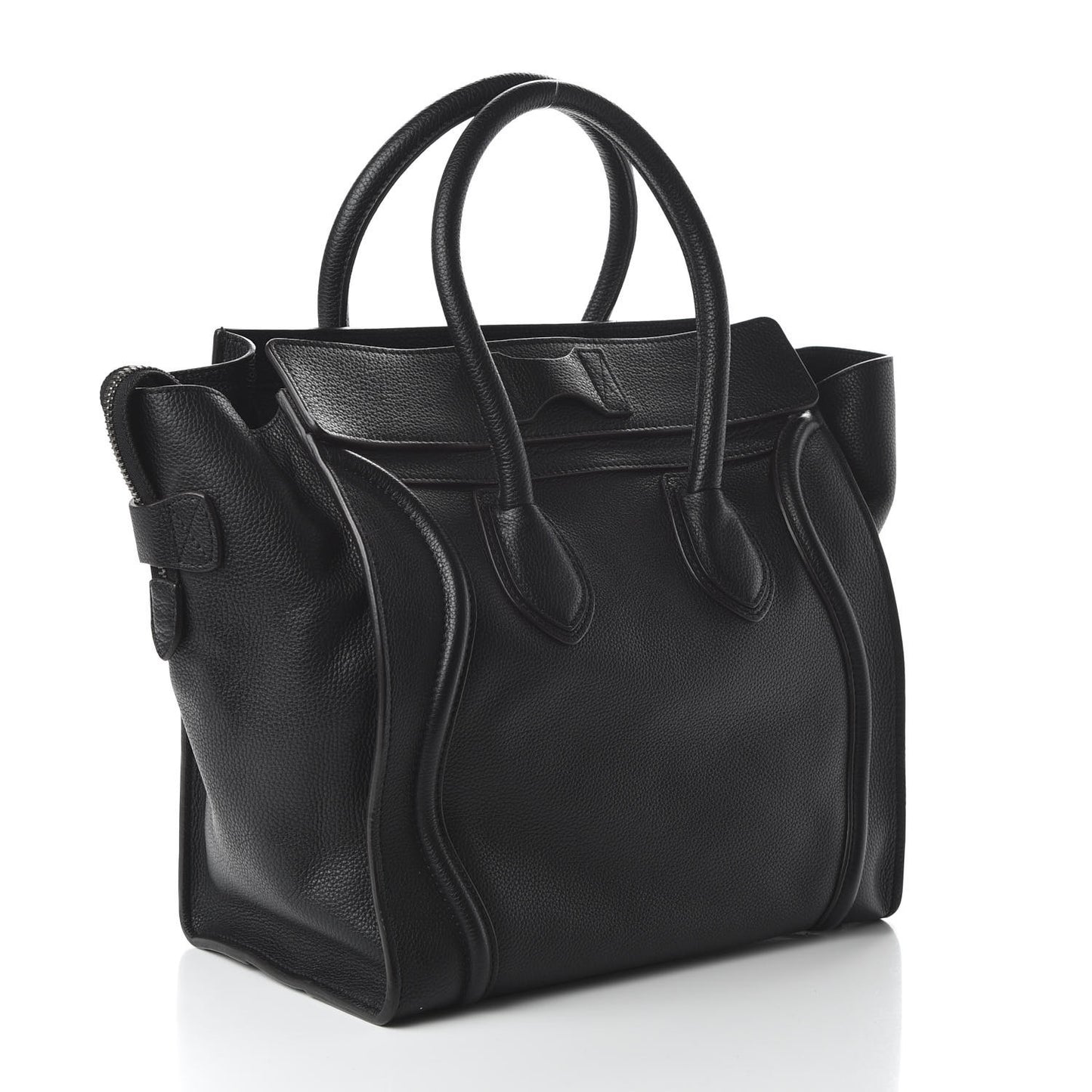 Drummed Calfskin Mini Luggage Black