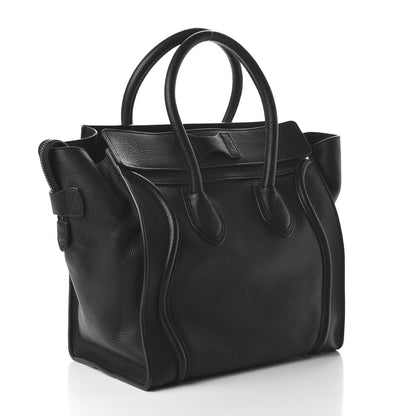 Celine Drummed Calfskin Mini Luggage Black 3 of 9