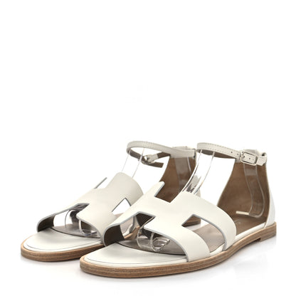 Hermes Calfskin Santorini Sandals 40 White 3 of 10