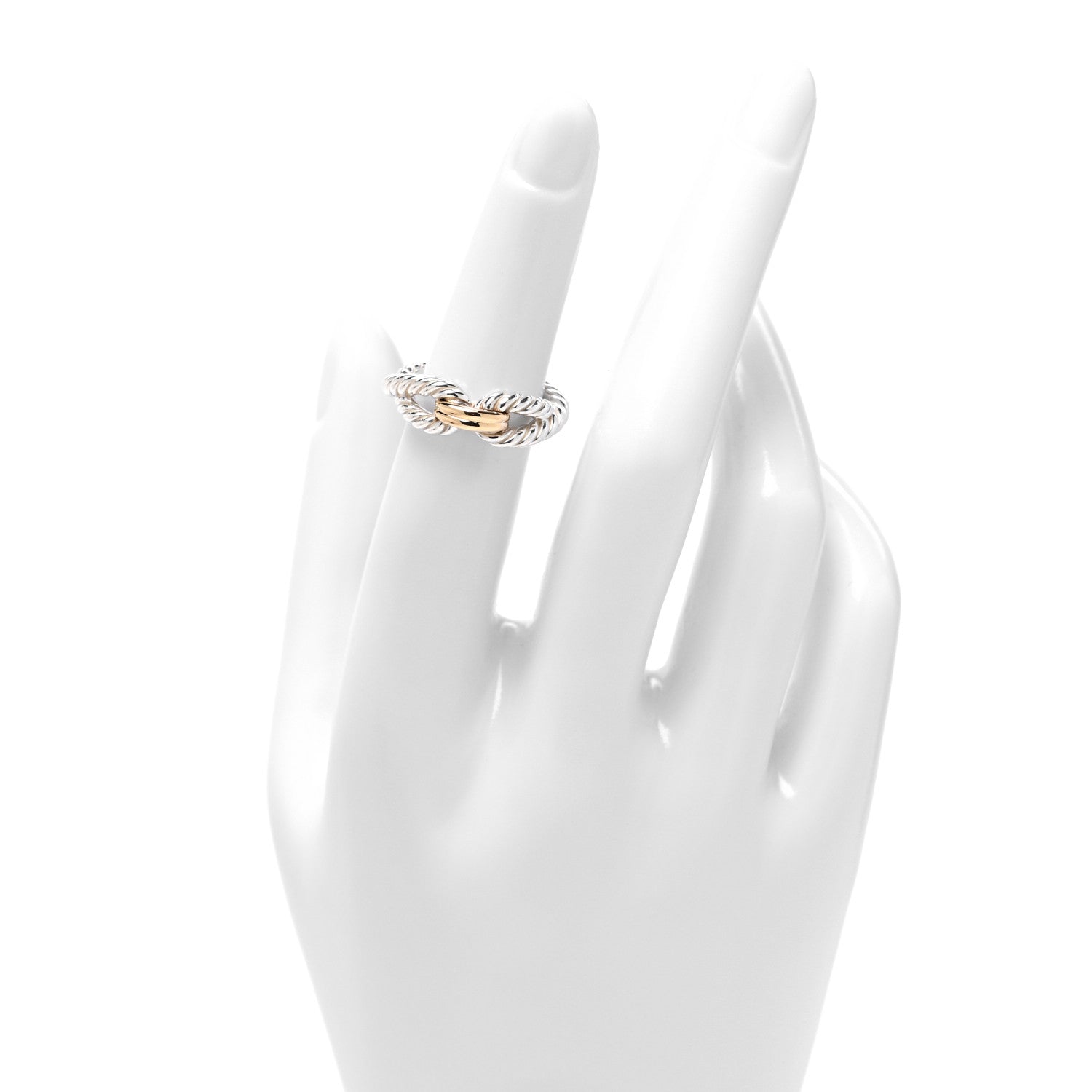 David Yurman Sterling Silver 18K Yellow Gold Cable Loop Ring 48 4.5 2 of 4