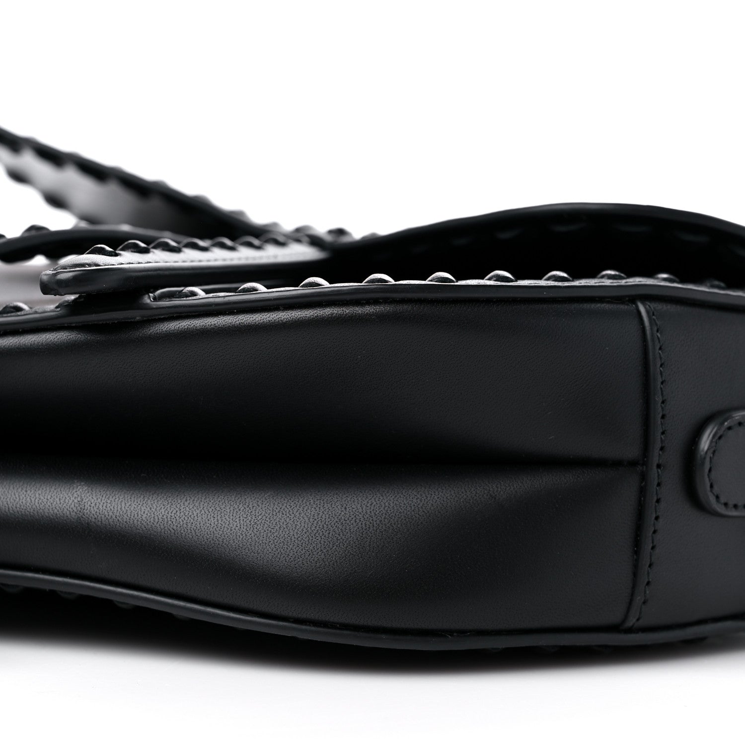 Christian Dior Calfskin Studded Saddle Bag With Strap Black 8 of 10
