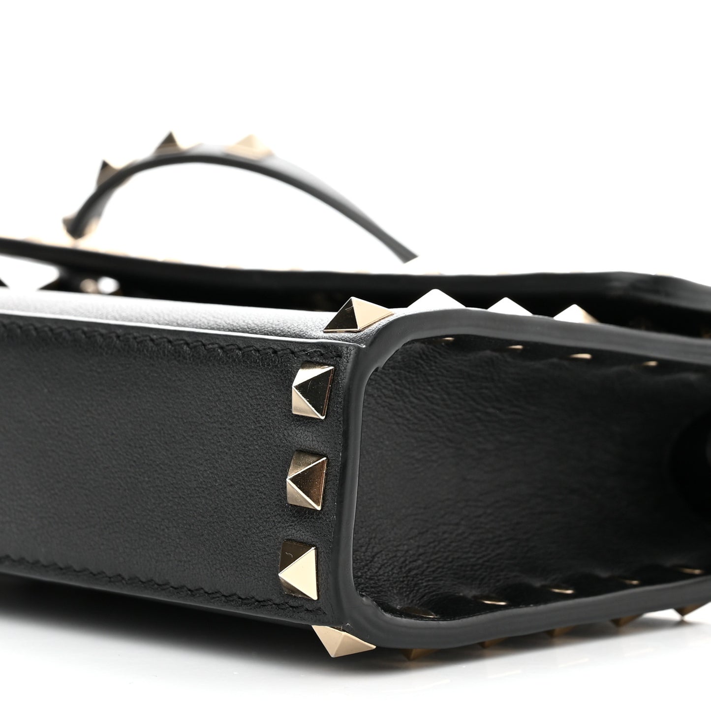 Vitello Mini Rockstud Flap Wallet on Strap Black