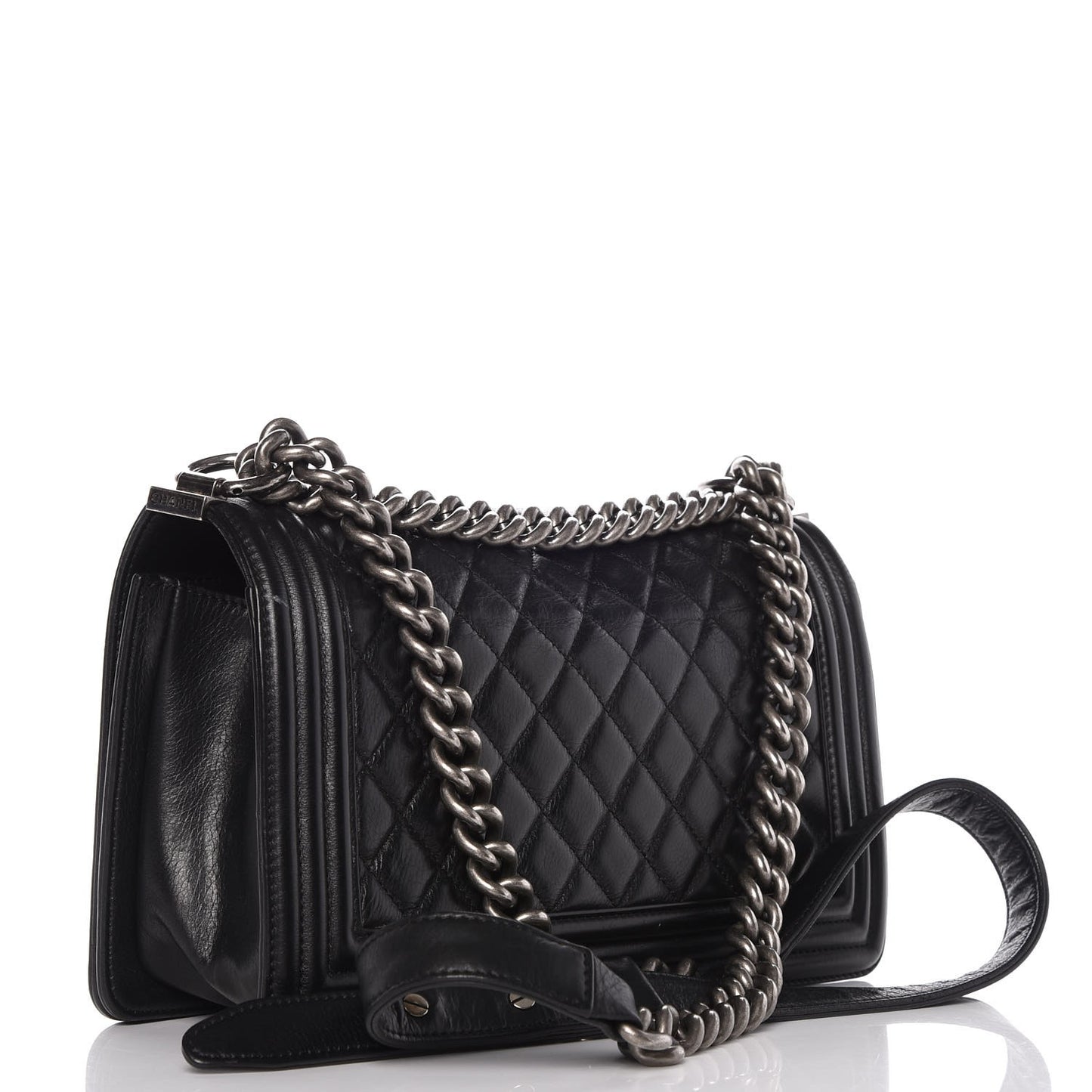 Calfskin Quilted Medium Boy Flap Black