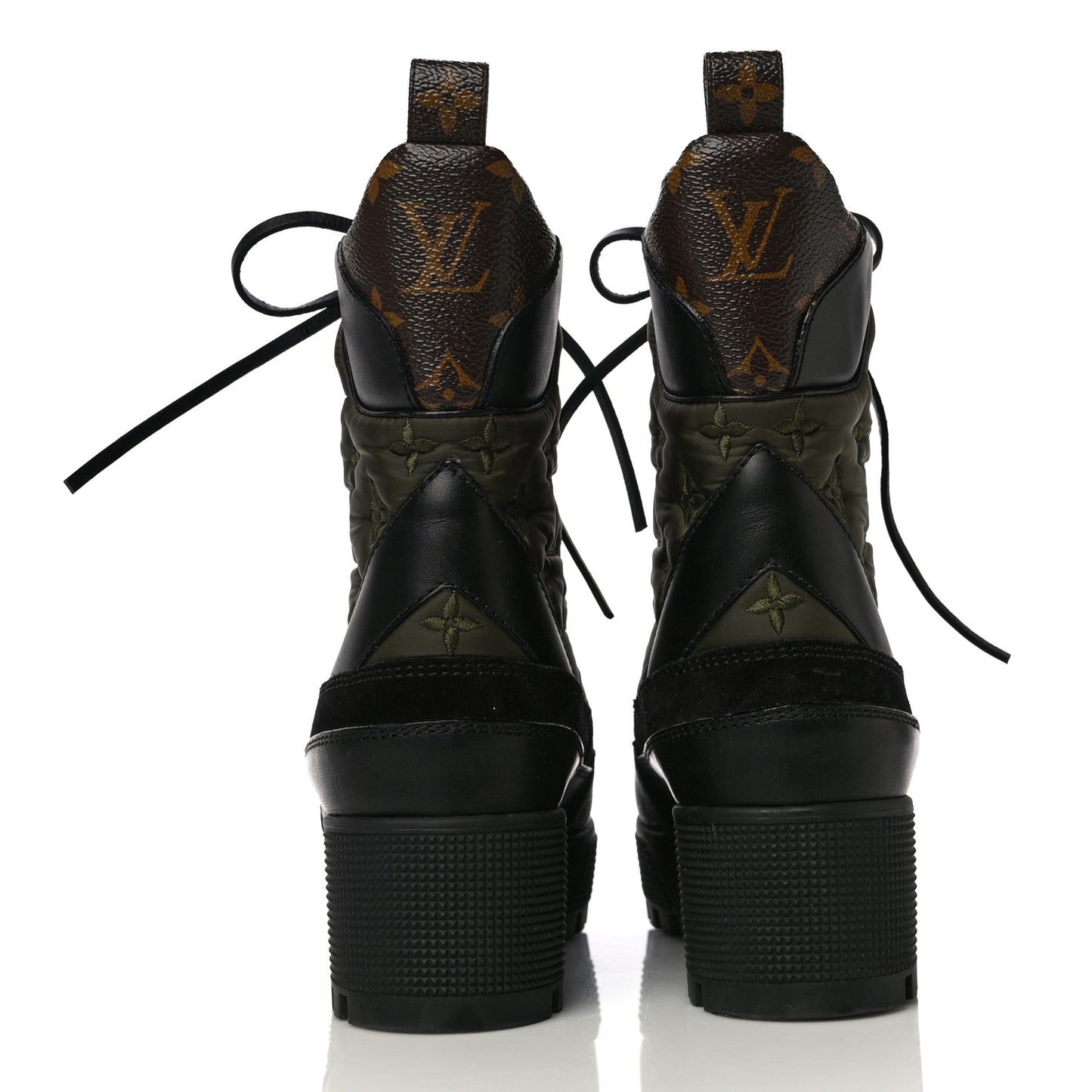 Suede Calfskin Monogram Laureate Platform Desert Boots 37 Black