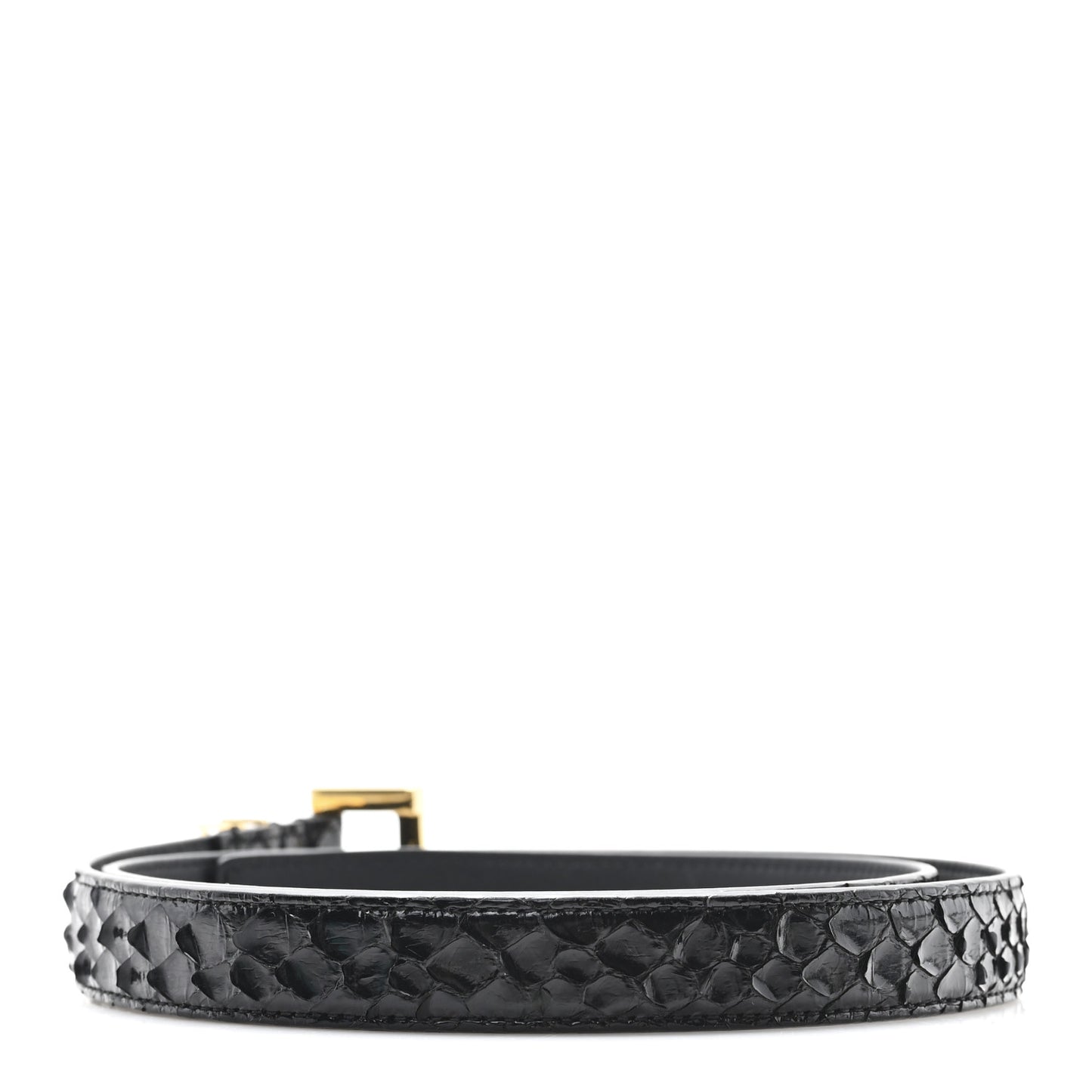 Snakeskin Monogram Square Buckle Belt 80 32 Black
