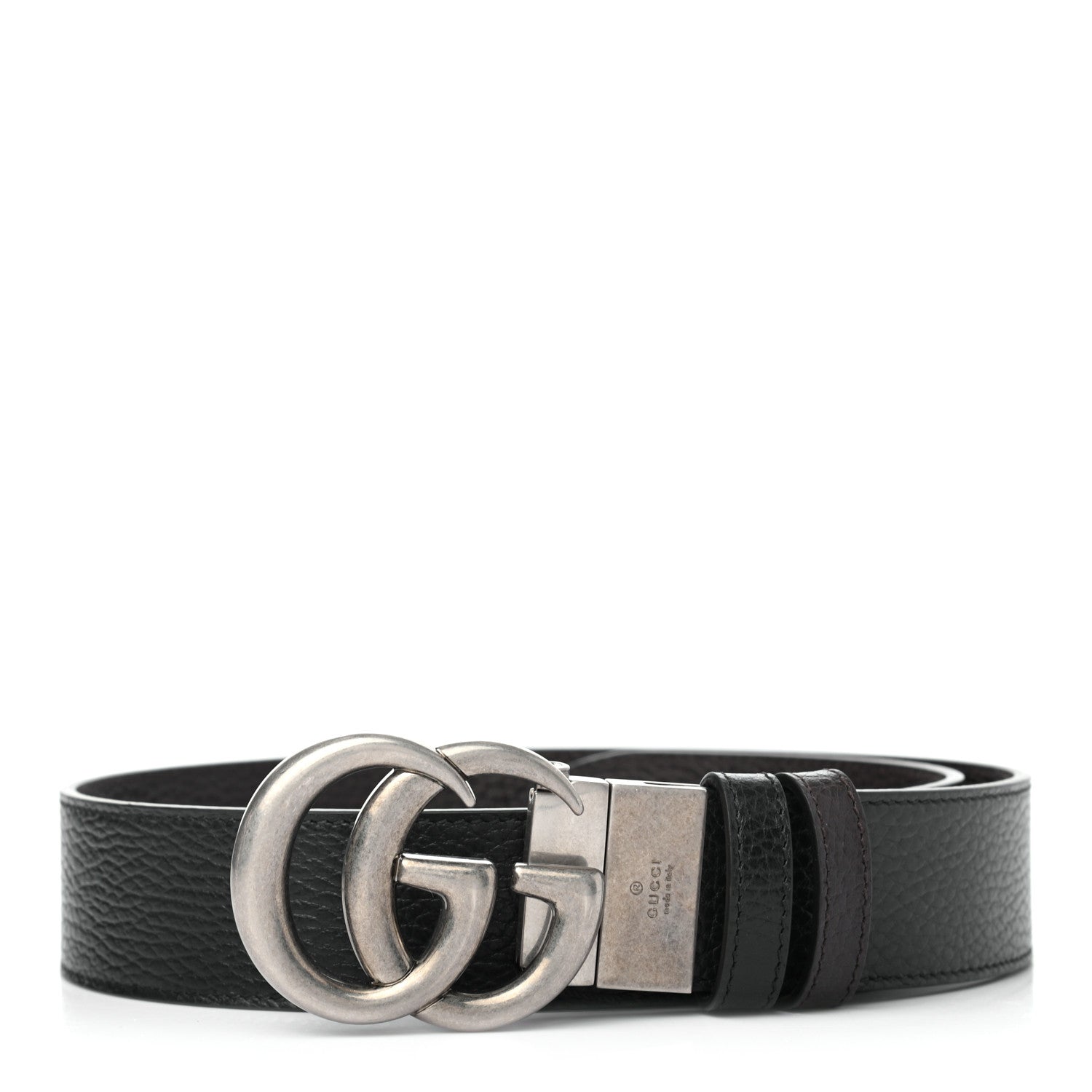 Gucci Dollar Calfskin Nickel Double G Reversible 37mm Belt 105 42 Black New Acero 1 of 5