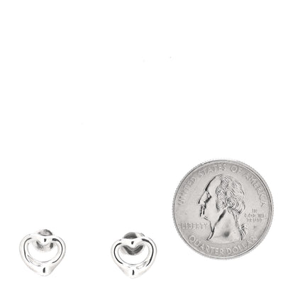 Tiffany Sterling Silver 11mm Elsa Peretti Open Heart Earrings 2 of 5
