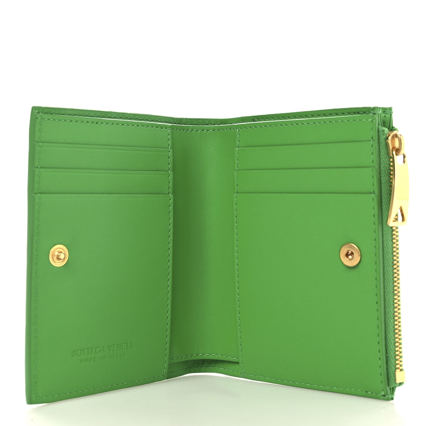 Nappa Intrecciato Small Bi-Fold Zip Wallet Parakeet
