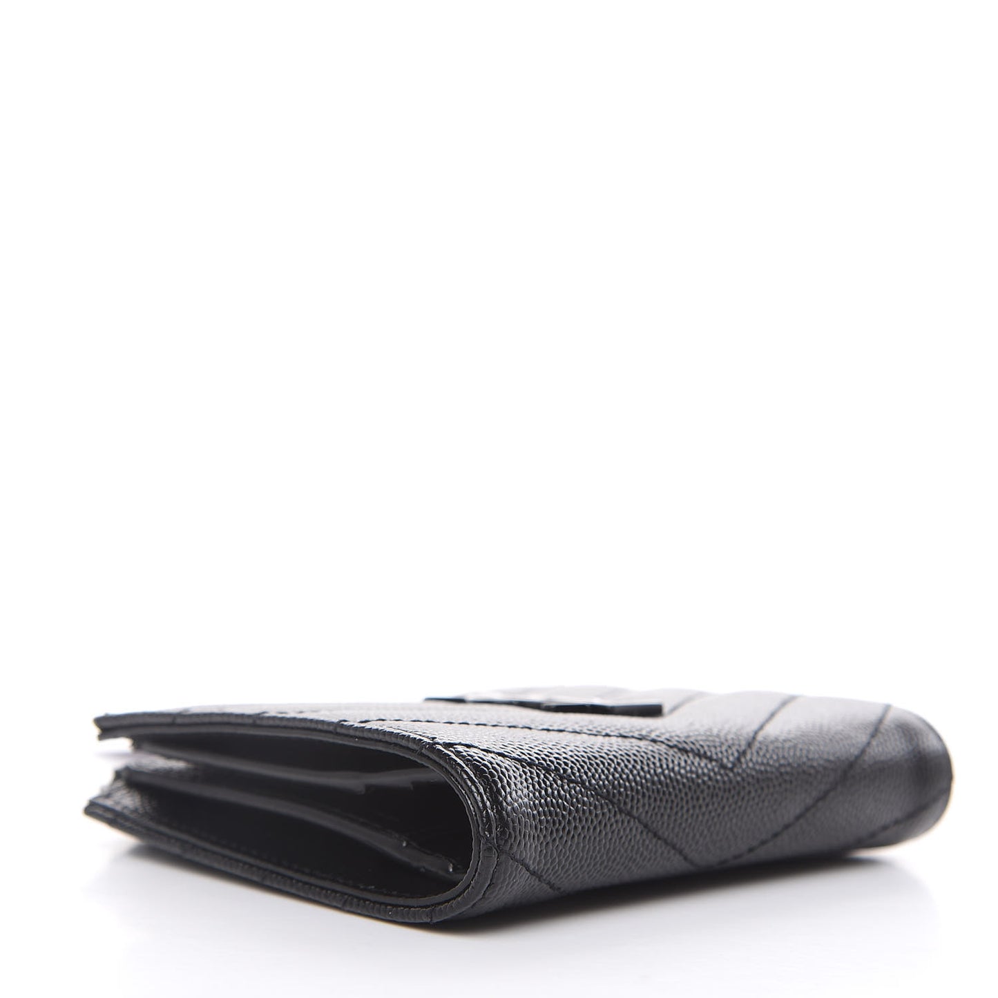 Grain De Poudre Matelasse Chevron Monogram Zipped Card Case Black