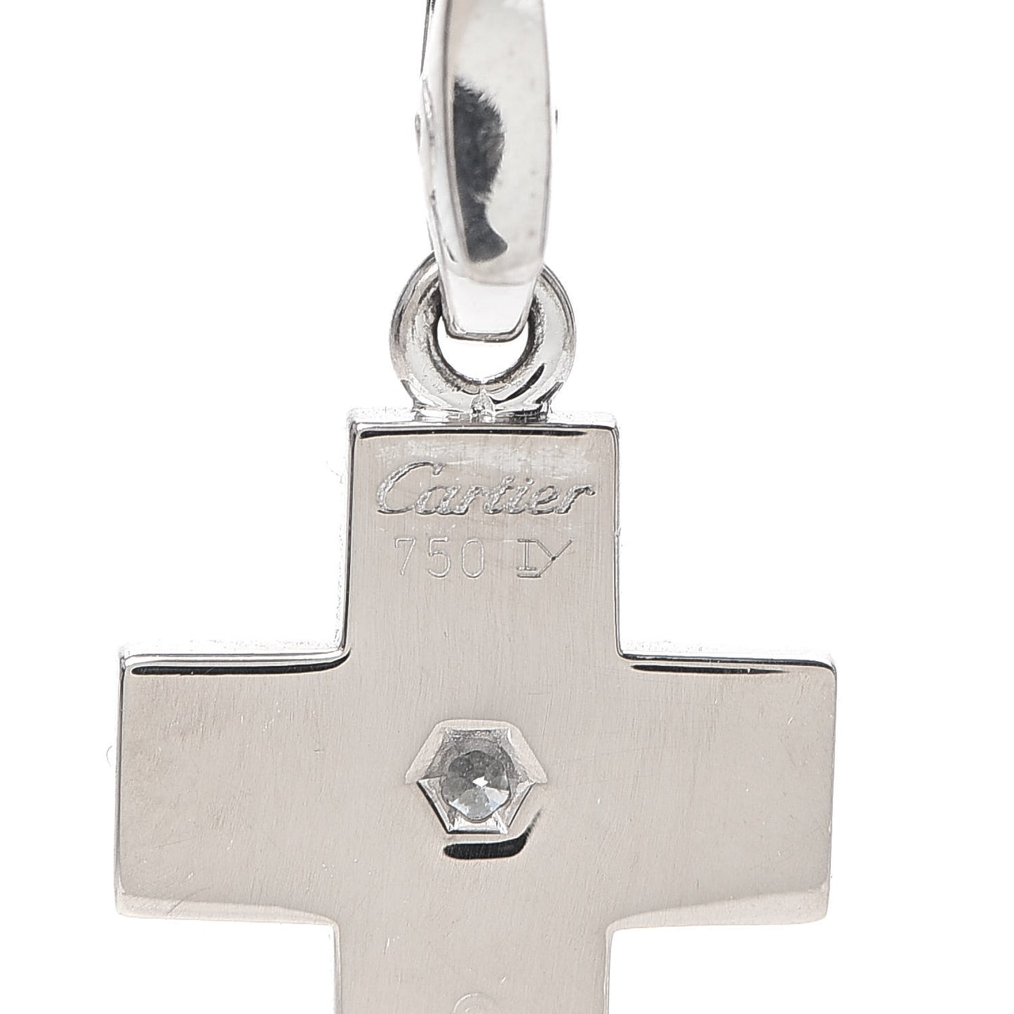 18K White Gold Diamond Cross Charm