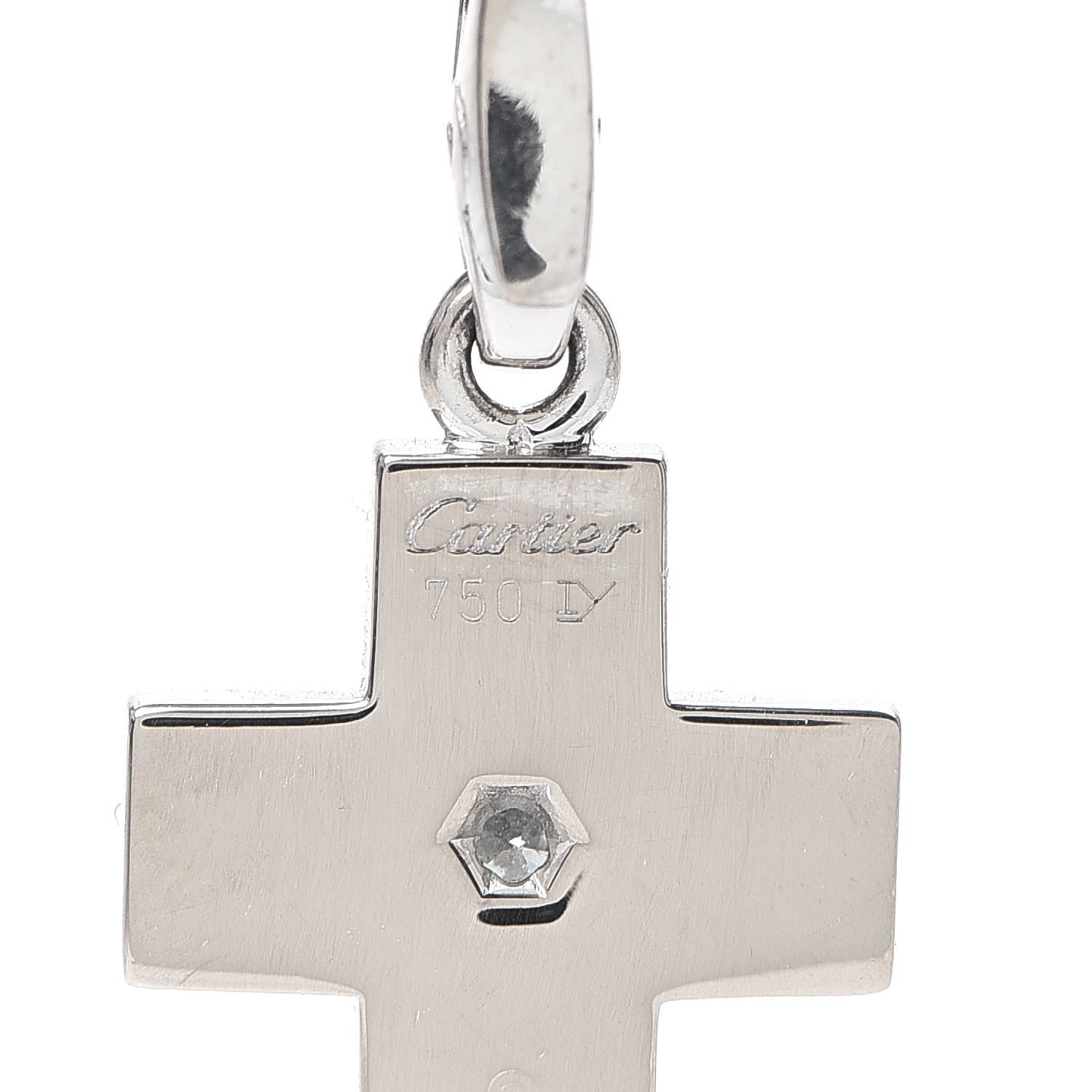 Cartier 18K White Gold Diamond Cross Charm 3 of 3