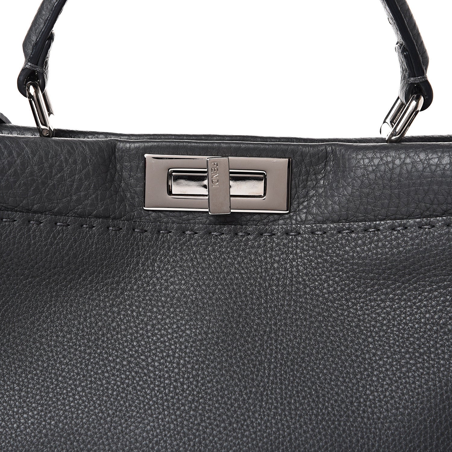 Fendi Cuoio Romano Selleria Bi-Color Medium Peekaboo Iconic Satchel Asfalto Latte 9 of 14