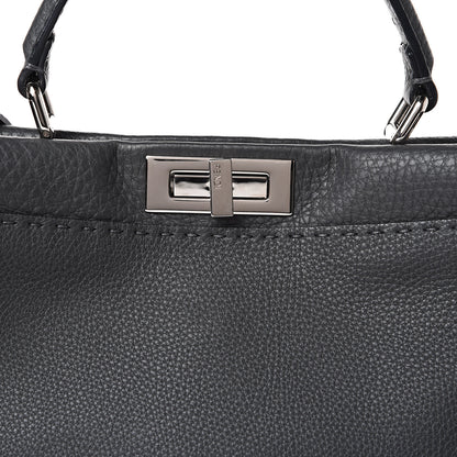 Fendi Cuoio Romano Selleria Bi-Color Medium Peekaboo Iconic Satchel Asfalto Latte 9 of 14
