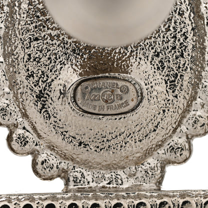 Chanel Crystal CC Perfume Bottle Brooch Black Silver 4 of 5