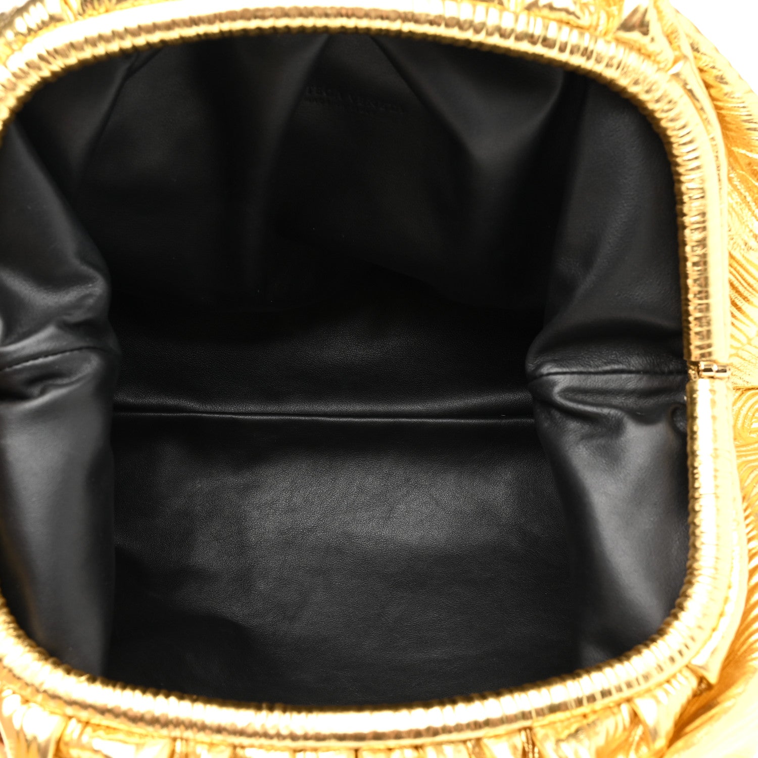 Bottega Veneta Metallic Bark Calfskin Embossed The Pouch Oversized Clutch Oro 5 of 7