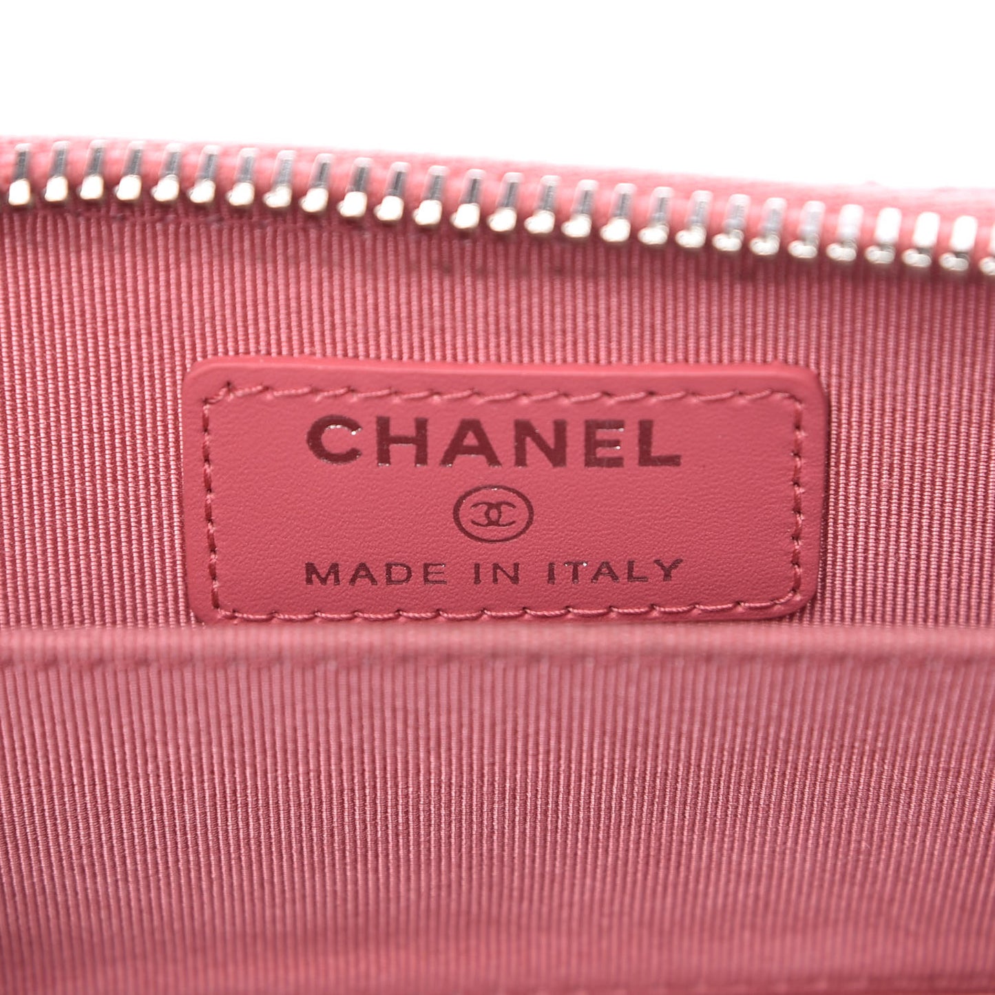 Caviar Chevron Quilted Zip Around Coin Purse Pink