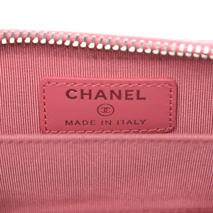 Chanel Caviar Chevron Quilted Zip Around Coin Purse Pink 6 of 9