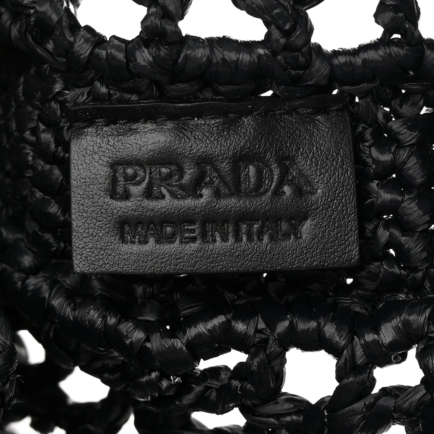 Prada Yarn Raffia Effect Crochet Logo Embroidered Tote Bag Black 6 of 11
