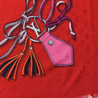 Louis Vuitton Silk Monogram All That's Straps Scarf Shawl Rouge 6 of 7
