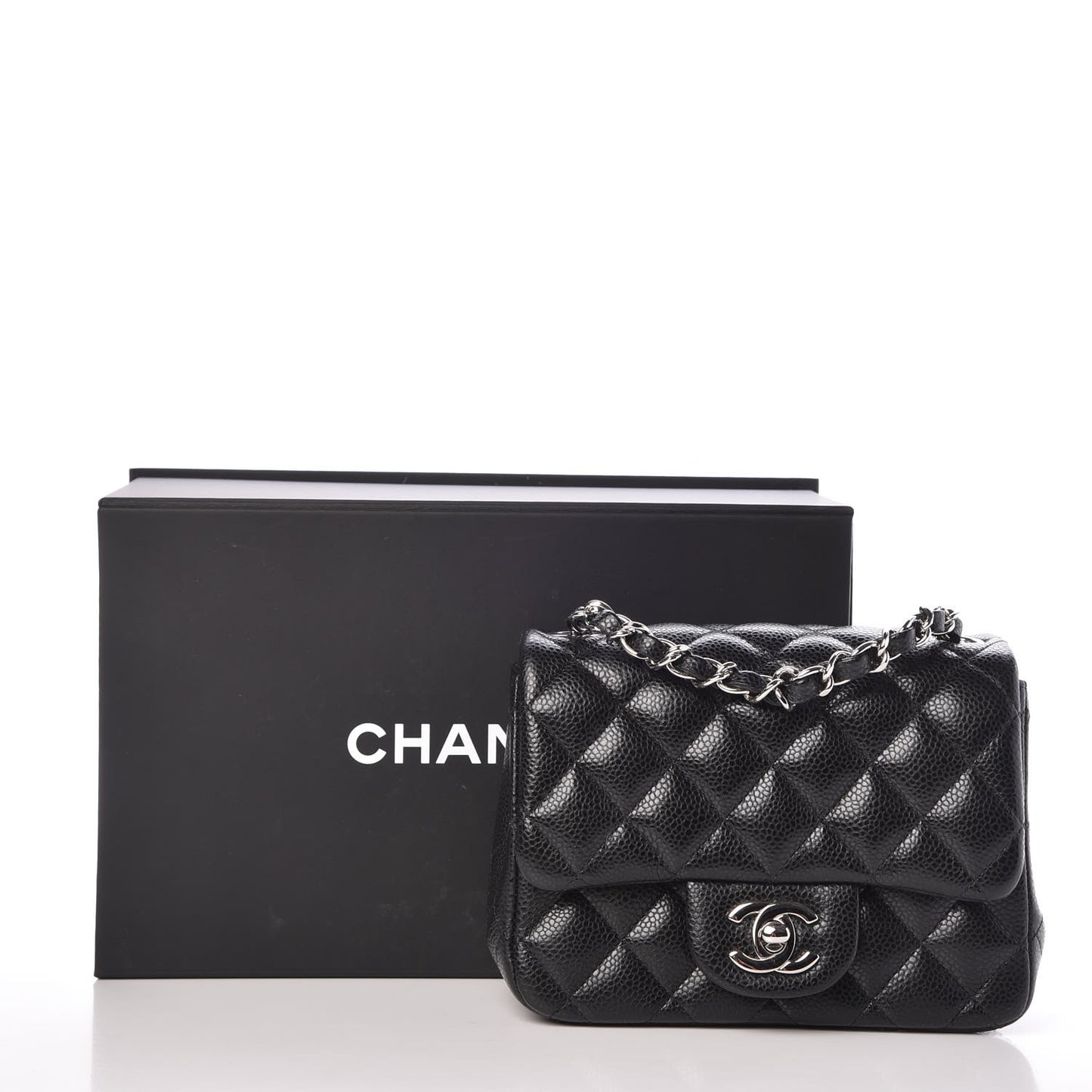 Caviar Quilted Mini Square Flap Black